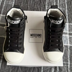 Moschino Black and White High-Top Sneakers for Kids EU 28    US 11 Toddler Boy